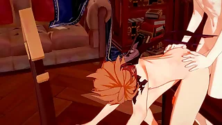 Genshin Impact Yaoi - Zhongli x Tartaglia Blowjob with the addition of fucked - Cissy crossdress Japanese Asian Manga Anime Game Porn Gay